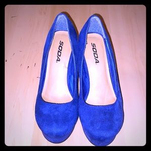 Blue wedge heels. Size 7